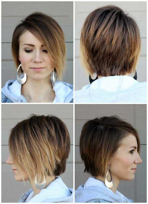 Straight Ombre Colored Asymetric Long Pixie
